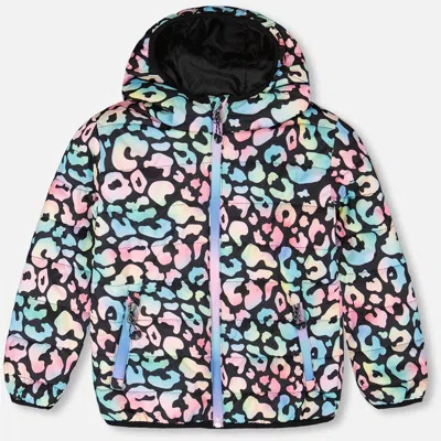 Deux Par Deux Kids'  Quilted Mid-season Animal Jacket In Multi