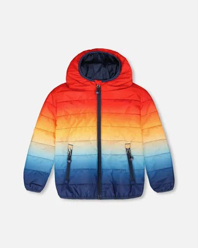 Deux Par Deux Kids'  Boy Quilted Mid-season Gradient Jacket In Multi