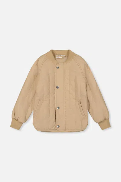 Deux Par Deux Kids' Quilted Raglan Sleeve Jacket Beige In Brown