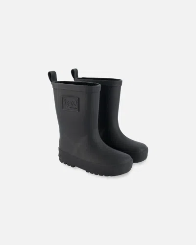 Deux Par Deux Kids' Rain Boots In Natural Rubber Black
