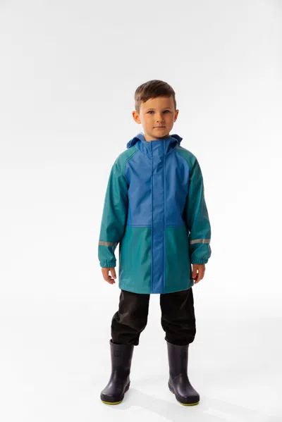 Deux Par Deux Kids' Rain Jacket Dark Turquoise In Blue