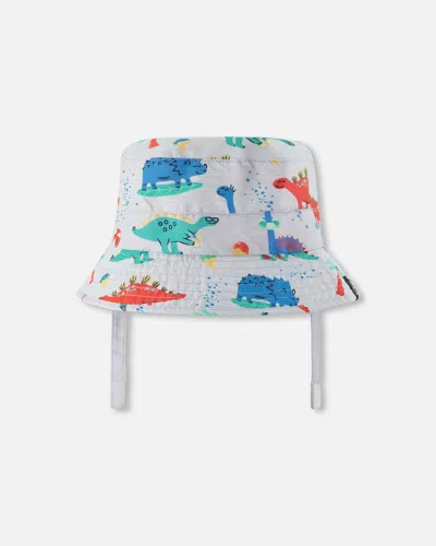 Deux Par Deux Kids' Recycled Polyester Beach Hat Blue Baby Dinosaur Print