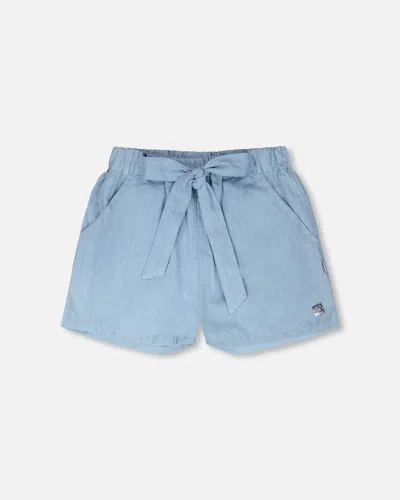 Deux Par Deux Kids'  Relaxed Fit Chambray Shorts In Blue