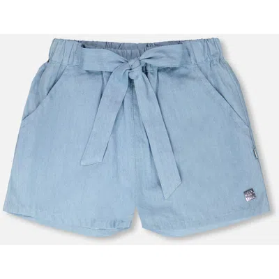 Deux Par Deux Kids'  Relaxed Fit Chambray Shorts In Blue