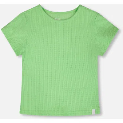 Deux Par Deux Babies'  Relaxed Straight Fit Crinkle Jersey Short Sleeve T-shirt In Green
