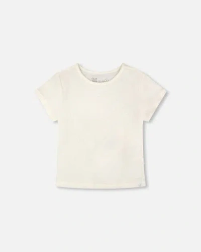 Deux Par Deux Kids'  Relaxed Straight Fit Crinkle Jersey Short Sleeve T-shirt In Neutral