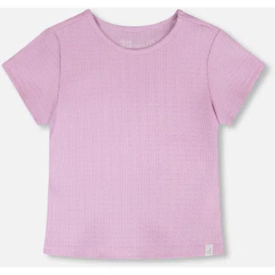 Deux Par Deux Babies'  Relaxed Straight Fit Crinkle Jersey Short Sleeve T-shirt In Purple