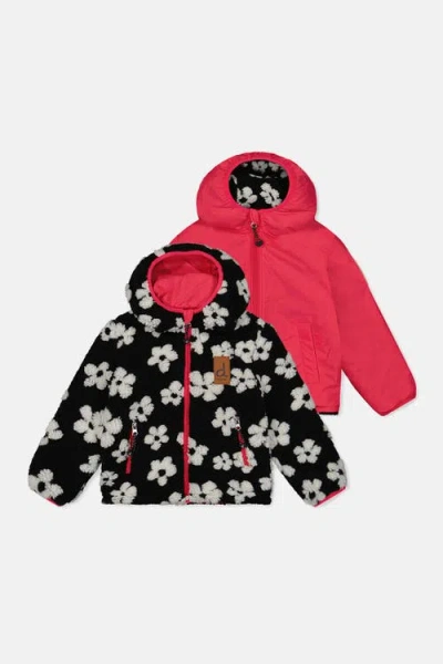 Deux Par Deux Kids'  Reversible Fleece Technical Fabric Mid-season Jacket In Multi