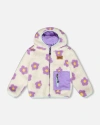 Deux Par Deux Kids'  Reversible Mid-season Jacket Flower In White