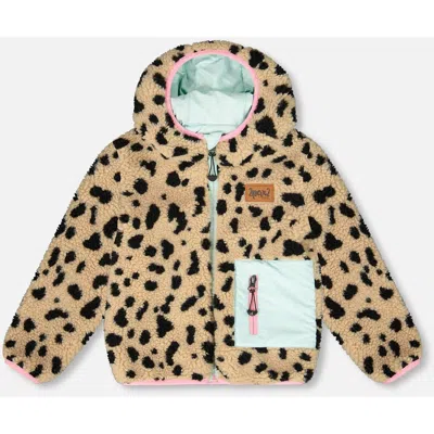 Deux Par Deux Babies'  Reversible Mid-season Jacket Leopard In Neutral