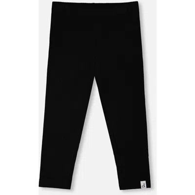 Deux Par Deux Babies'  Rib Elastic Waist Capri Leggings In Black