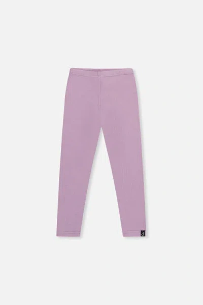 Deux Par Deux Kids'  Rib Vertical Texture Elastic Waist Leggings In Purple