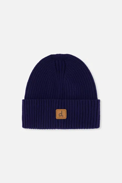 Deux Par Deux Kids' Ribbed Knit Hat Navy Blue