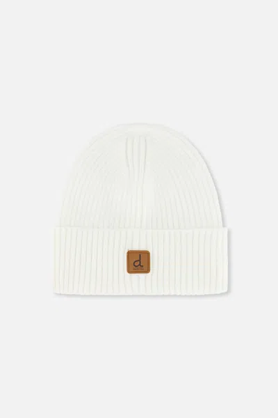Deux Par Deux Kids' Ribbed Knit Hat Off-white