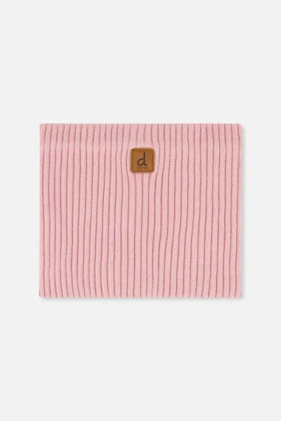 Deux Par Deux Kids'  Ribbed Knit Tube Logo Patch Neckwarmer In Pink