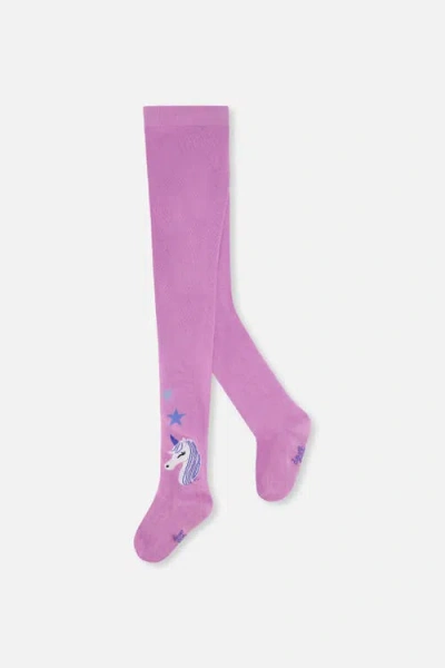 Deux Par Deux Kids'  Ribbed Waistband Stretch Fit Knit Tights In Purple