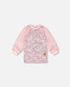Deux Par Deux Babies'  School Apron Cat In Pink
