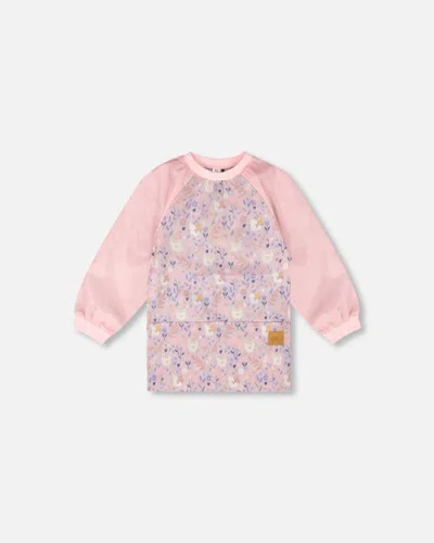 Deux Par Deux Babies'  School Apron Cat In Pink