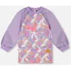 Deux Par Deux School Apron Retro Flower In Purple