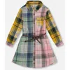 Deux Par Deux Shirt Dress With Belt In Multi