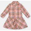 Deux Par Deux Shirt Plaid Dress With Frill