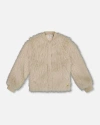 Deux Par Deux Short Faux Fur Coat In Brown