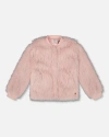 Deux Par Deux Kids'  Short Faux Fur Coat In Pink