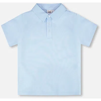 Deux Par Deux Kids'  Short Sleeve Classic Collar Polo T-shirt In Blue