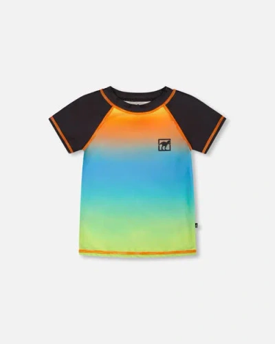 Deux Par Deux Babies'  Short Sleeve Gradient Rashguard In Multi