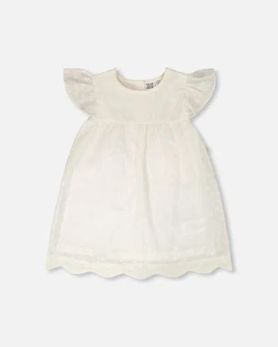Deux Par Deux Kids'  Short Sleeve Poplin Dress In Gray