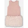 Deux Par Deux Sleeveless Bi-material Lurex Dress With Feathers In Pink