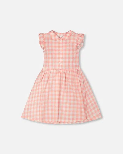 Deux Par Deux Kids' Sleeveless Button Down Dress Pink Gingham