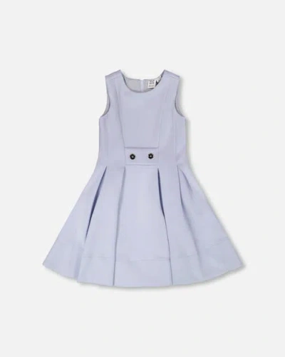 Deux Par Deux Kids'  Sleeveless Neoprene Fitted Dress In Blue