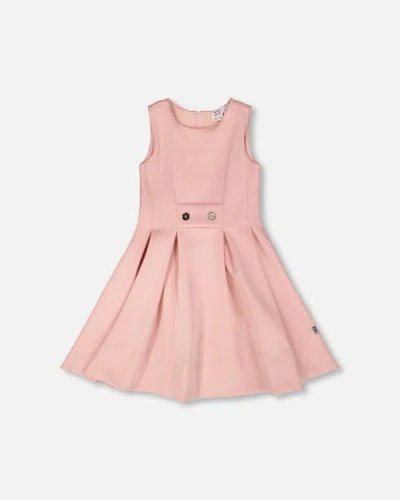 Deux Par Deux Kids'  Sleeveless Neoprene Fitted Dress In Pink