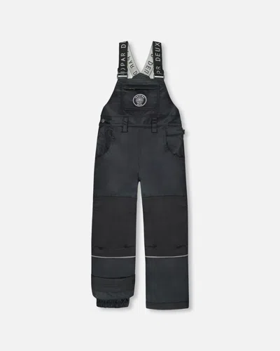 Deux Par Deux Kids' Solid Play Overall Snow Bib Black