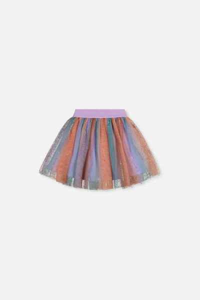 Deux Par Deux Kids'  Sparkle Mesh Overlay Lined Skirt In Multi