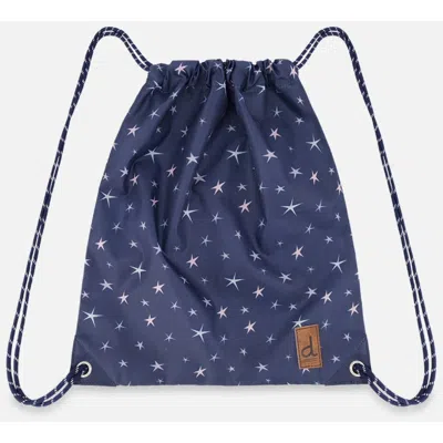 Deux Par Deux Kids'  Star Lightweight Everyday Drawstring Bag In Blue