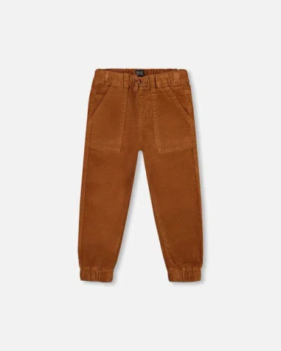 Deux Par Deux Kids'  Stretch Corduroy Jogger Pants In Brown