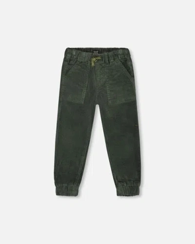 Deux Par Deux Kids'  Stretch Corduroy Jogger Pants In Green
