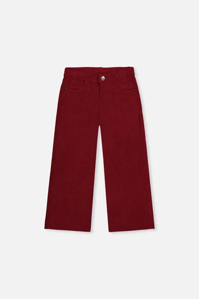 Deux Par Deux Kids' Stretch Corduroy Wide Leg Pants Reddish-brown In Multi