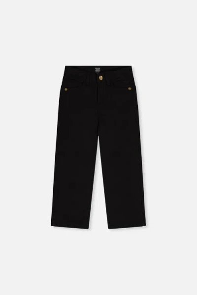 Deux Par Deux Kids'  Stretch Denim Five-pocket Adjustable Waist Pants In Black