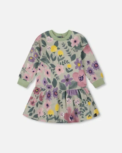Deux Par Deux Babies'  Stretch Fleece Dress In Multi