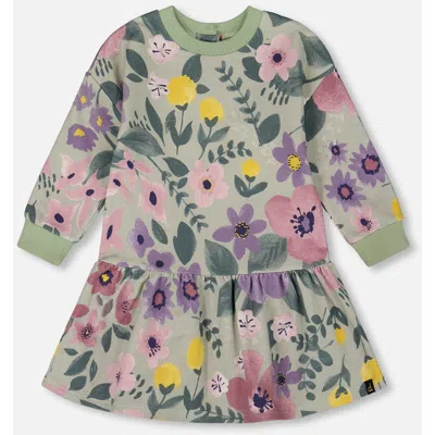 Deux Par Deux Kids'  Stretch Fleece Dress In Multi