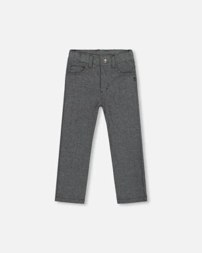 Deux Par Deux Kids'  Stretch Jacquard Pants Herringbone In Gray