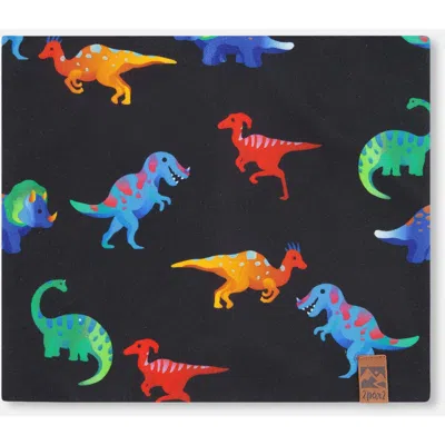 Deux Par Deux Babies'  Stretch Jersey Dinosaur Print Neck Tube In Black