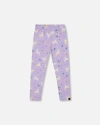 Deux Par Deux Kids'  Stretch Jersey Leggings Unicorn In Purple