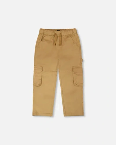 Deux Par Deux Kids'  Stretch Twill Carpenter Pants In Brown
