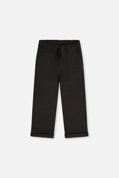 Deux Par Deux Kids'  Stretch Twill Elastic Waist Side Pocket Pants In Black