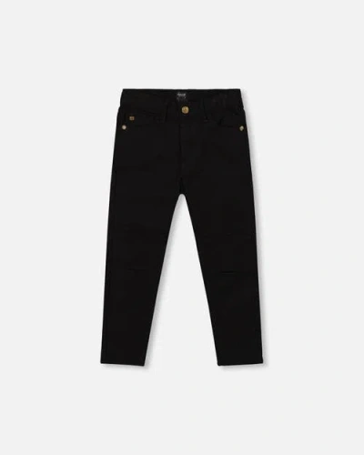 Deux Par Deux Kids'  Stretch Twill Pants In Black