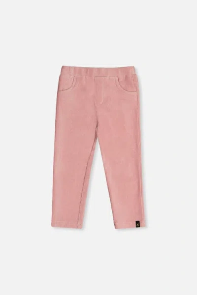 Deux Par Deux Kids'  Stretch Velour Faux Pocket Elastic Waist Treggings In Pink